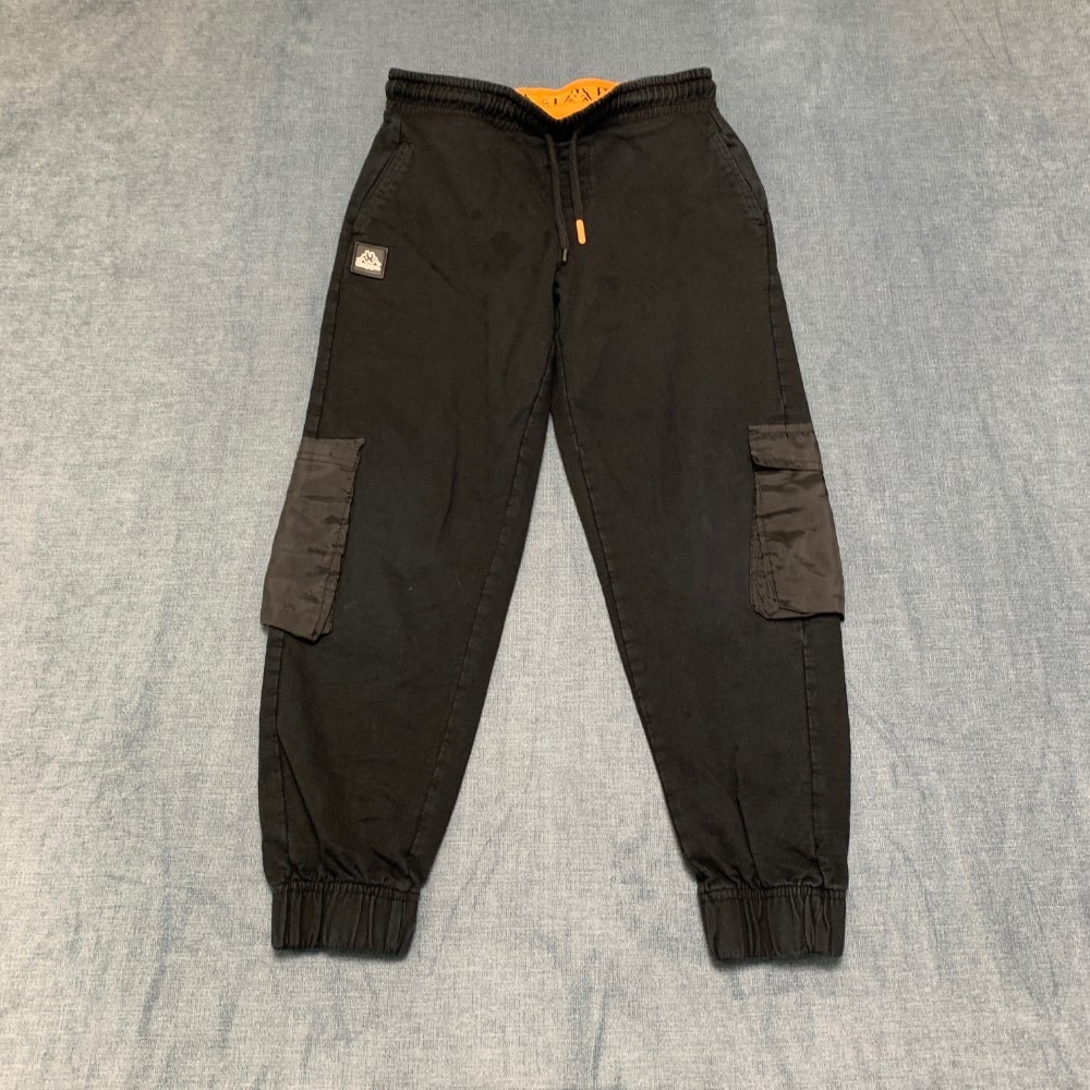 Kappa Joggers Pants Boys 11-12Y Faded Black Knit Cotton Tapered Leg Drawstring